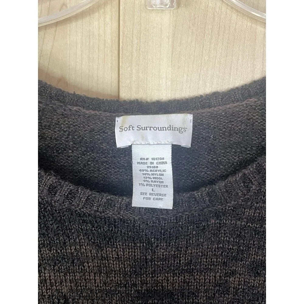 Soft Surroundings Raku Tunic Boho Knit Asymmetric‎ Sweater Top Brown Sz L Casual - Picture 4 of 6